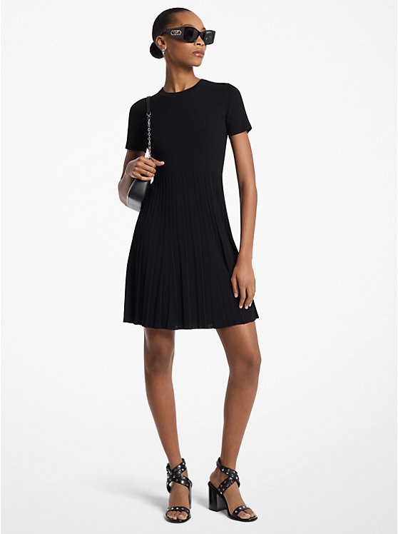 Ribbed Knit Short-Sleeve Dress | Michael Kors US