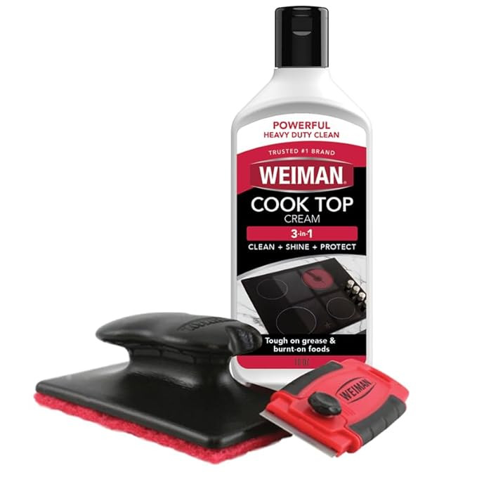 Weiman Cooktop and Stove Top Cleaner Kit - Glass Cook Top Cleaner and Polish 10 oz. Scrubbing Pad... | Amazon (US)