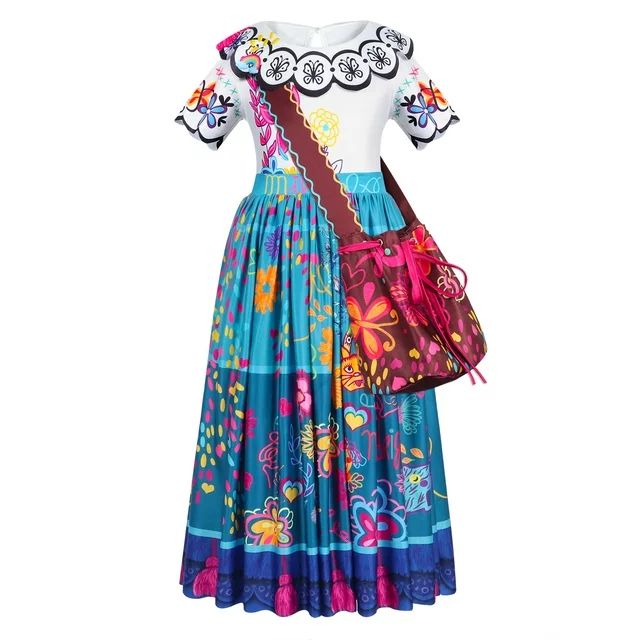 Jurebecia Encanto Dress for Girls Mirabel Costume Princess Dressees Cosplay Print Skirt Suit for ... | Walmart (US)