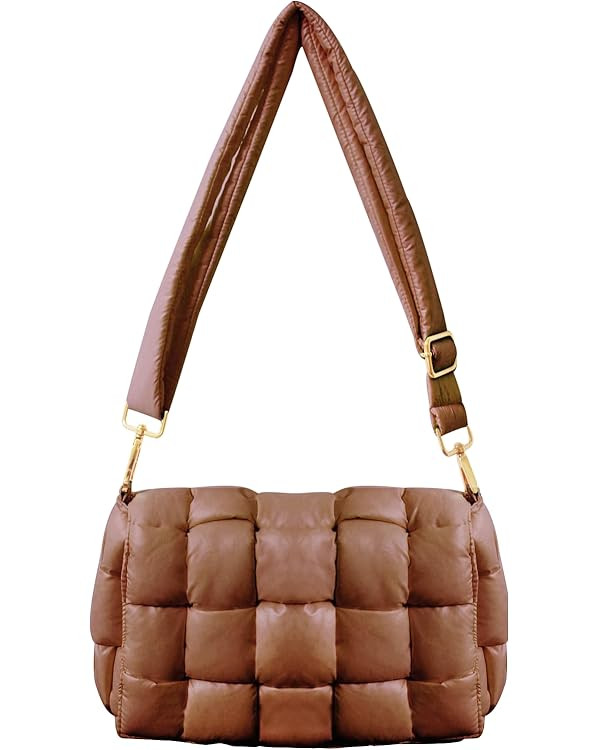 Puffer Woven Crossbody Bag Purse Handbags for Women, Quilted Hobo Carryall Bag Shoulder Bags with... | Amazon (US)