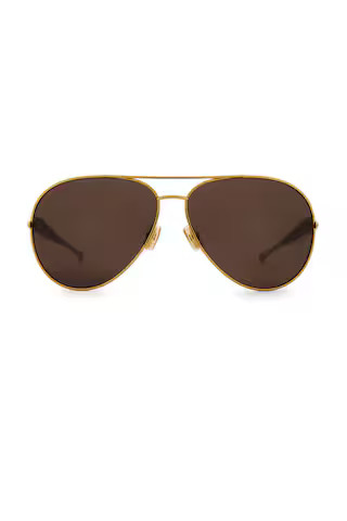 Bottega Veneta Sardine Sunglasses in Gold & Brown from Revolve.com | Revolve Clothing (Global)