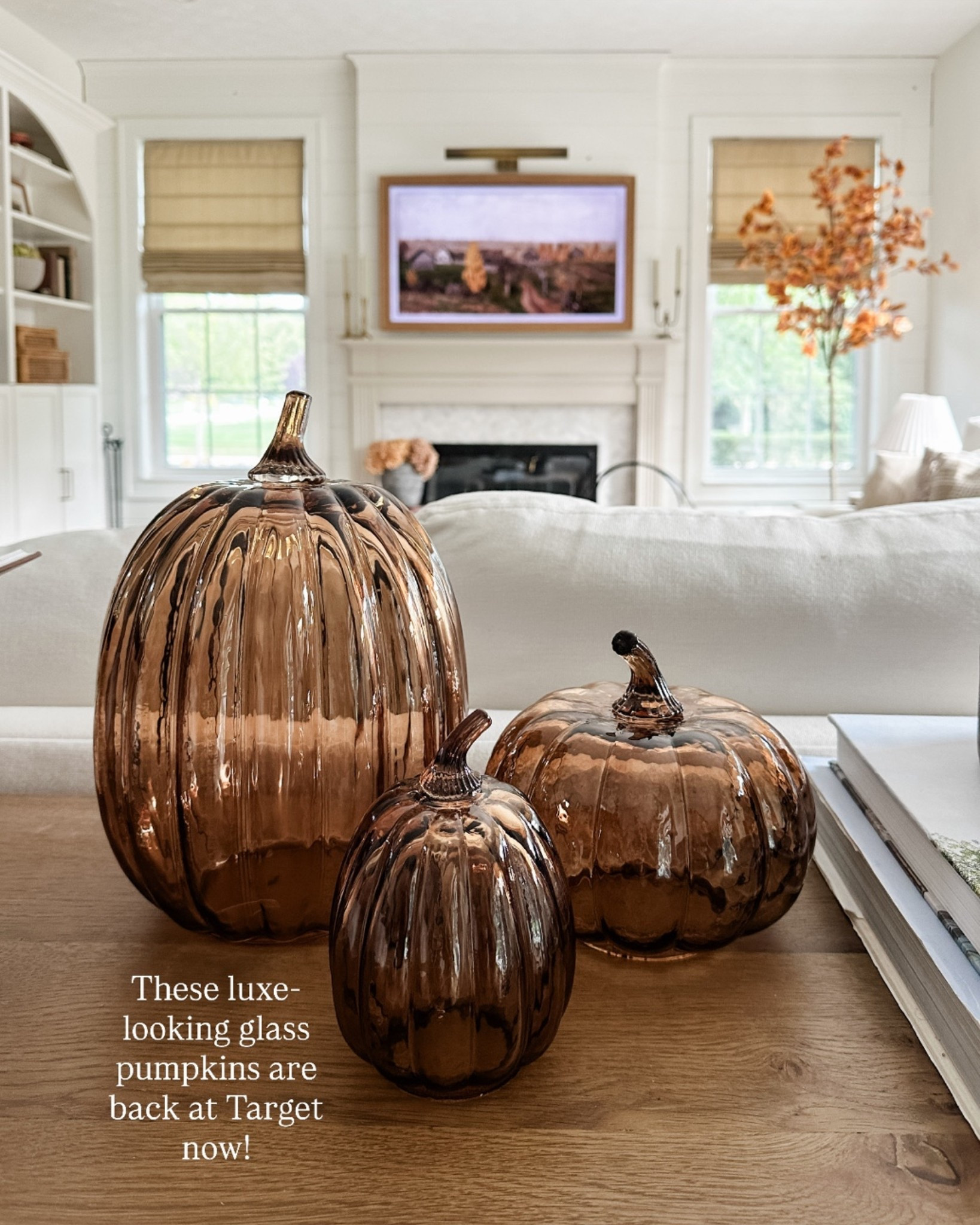 Glass pumpkins that give pottery barn but are actually Target!

#LTKSeasonal #LTKHome