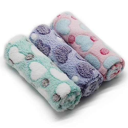 1 Pack 3 Puppy Blankets Super Soft Warm Sleep Mat Love Print Blanket Fluffy Fleece Pet Blanket Flannel Throw Dog Blankets for Small Dogs Puppy Dogs Fluffy Cats,Mix Love-Medium(29"x20") | Amazon (US)