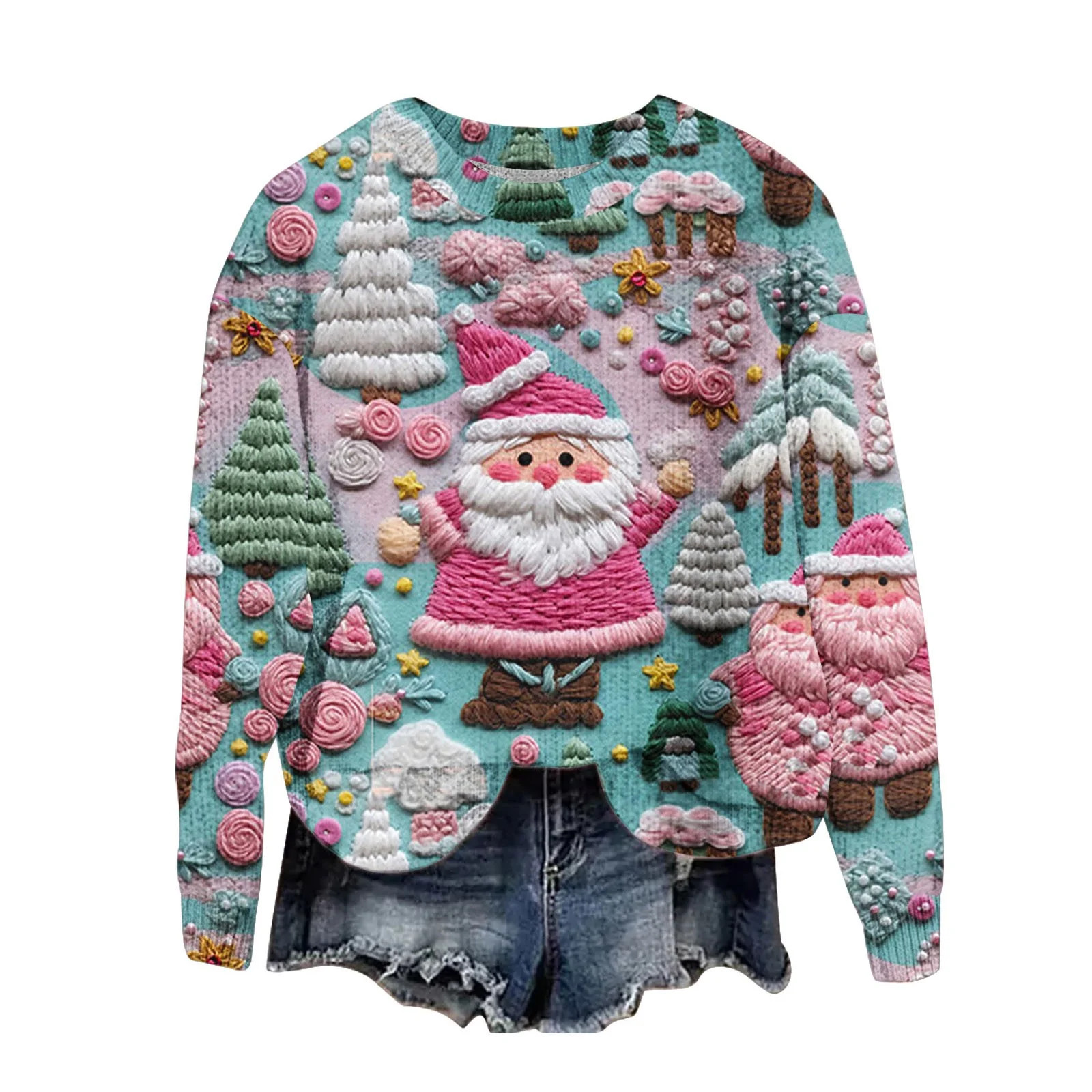 GA WEIHUA Saving,Womens Ugly Christmas Sweater 2024 Funny 3D Xmas Claus Graphic Pullovers Trendy ... | Walmart (US)