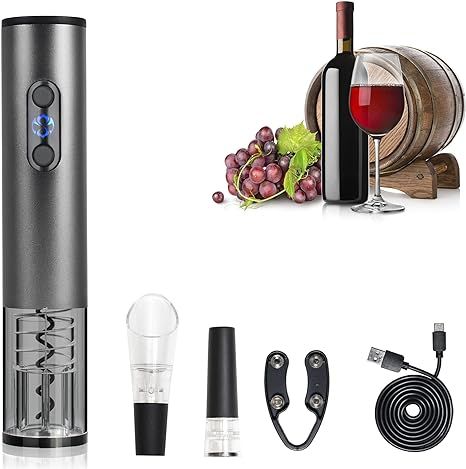Electric Wine Bottle Opener Automatic Wine Opener Rechargeable Electric Corkscrew with Wine Aerat... | Amazon (US)