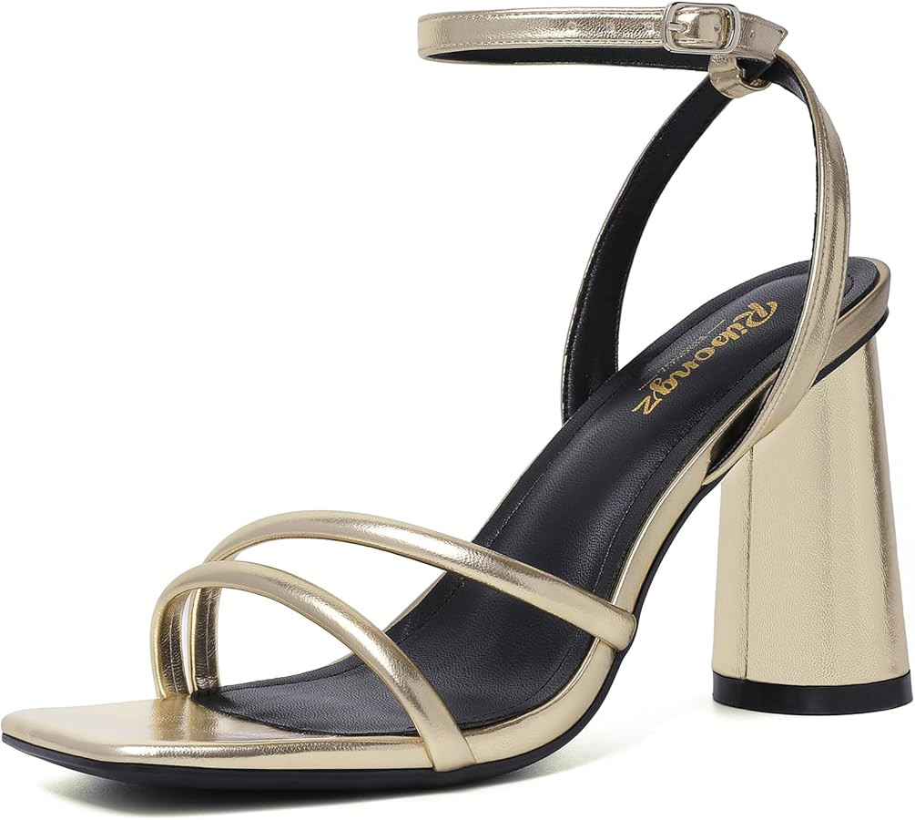 RIBONGZ Women Block Heels Heeled Sandals High Heel Sandals
        Wedding, Bridal, Prom, Party, ... | Amazon (US)