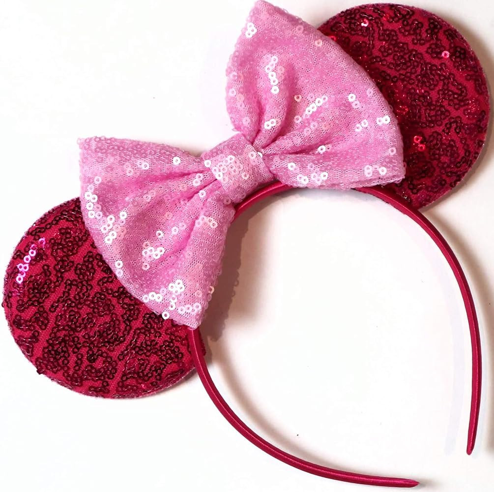 CLGIFT Pink Mickey Ears, Handmade Sleeping Beauty inspired Mouse Ears Headband Rose Gold Minnie e... | Amazon (US)