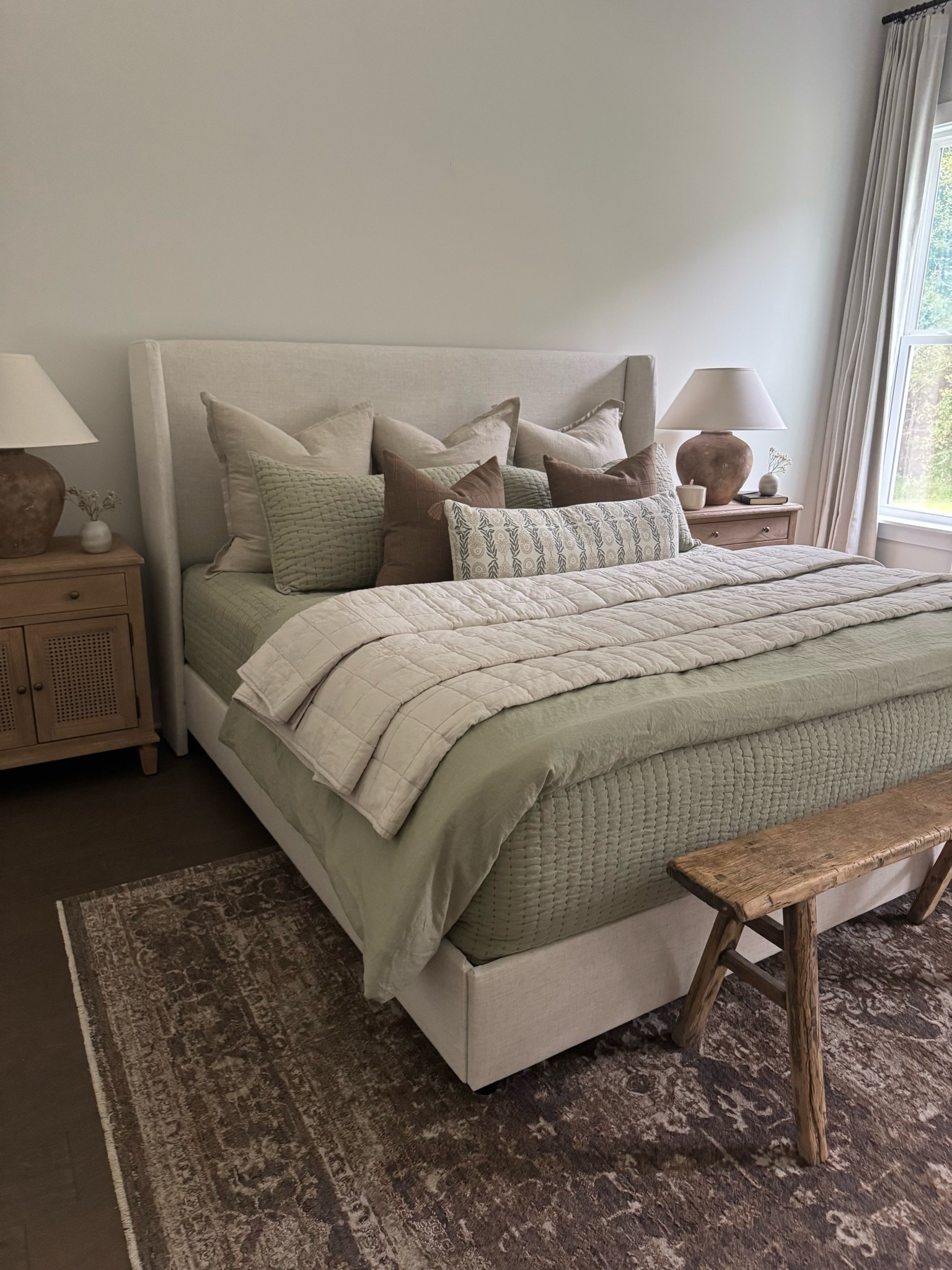 Cozy bedroom decor! Bedding, home decor, Tilly bed, quince bedding, bedroom inspiration, master bedroom ideas