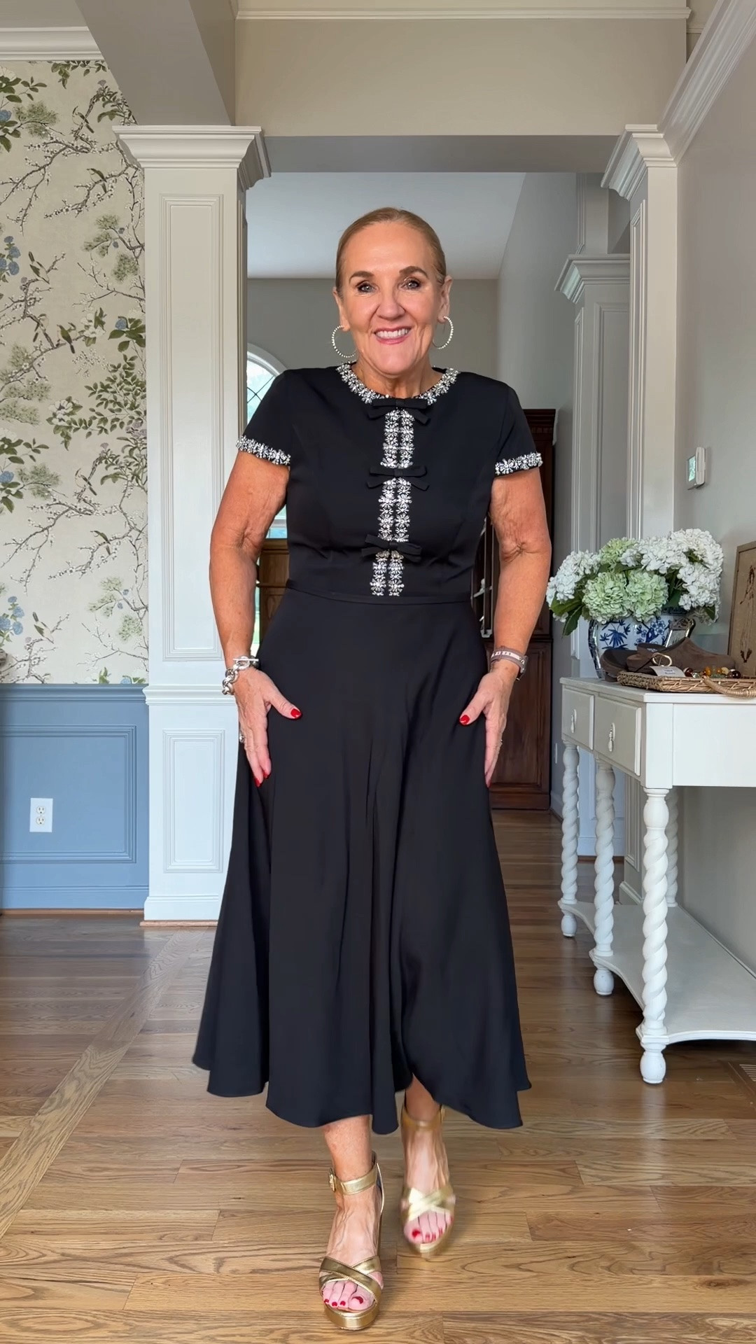 Special event dress by Mac Duggal. These are gorgeous well designed and made dresses. They’re special. 
Wearing an 8 here. I’ll link a few others. The petites def run a size smaller. So size up if ordering petites 

Mother of the bride mother of the groom rehearsal dinner

#LTKWedding #LTKOver40 #LTKPetite