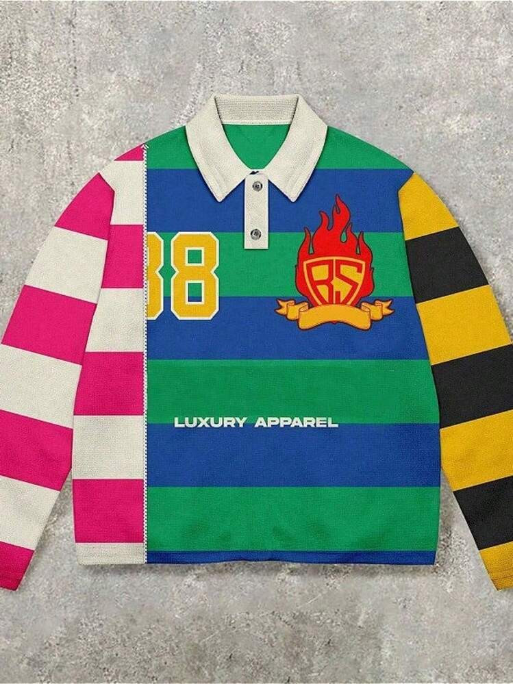 Men's Retro Y2K 3D Printed Polo Shirt New Streetwear Essential For Fashion Enthusiasts | SHEIN