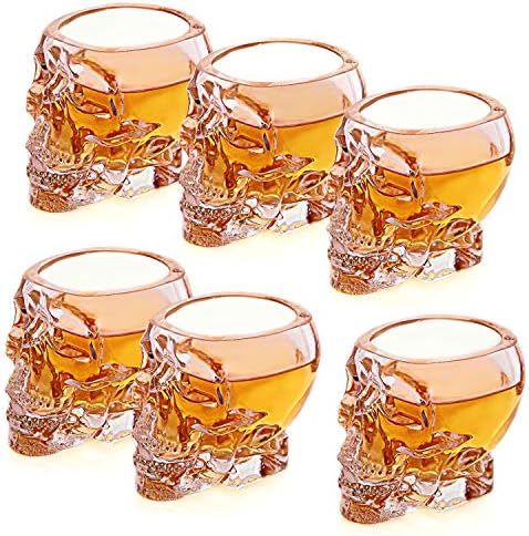 MyGift Clear Glass Novelty Skull Face Liquor Shooter Shot Glasses, Decorative Halloween Drinkware -  | Amazon (US)