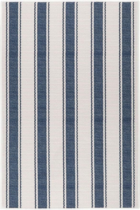 Dash & Albert Blue Awning Stripe Machine Washable Rug, 4 X 6 Feet, Blue Stripe Pattern | Amazon (US)