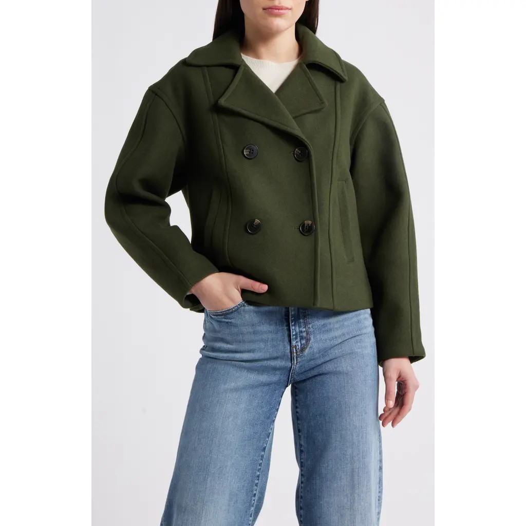 Michael Kors Drop Shoulder Oversize Crop Coat in Ivy at Nordstrom, Size Large | Nordstrom