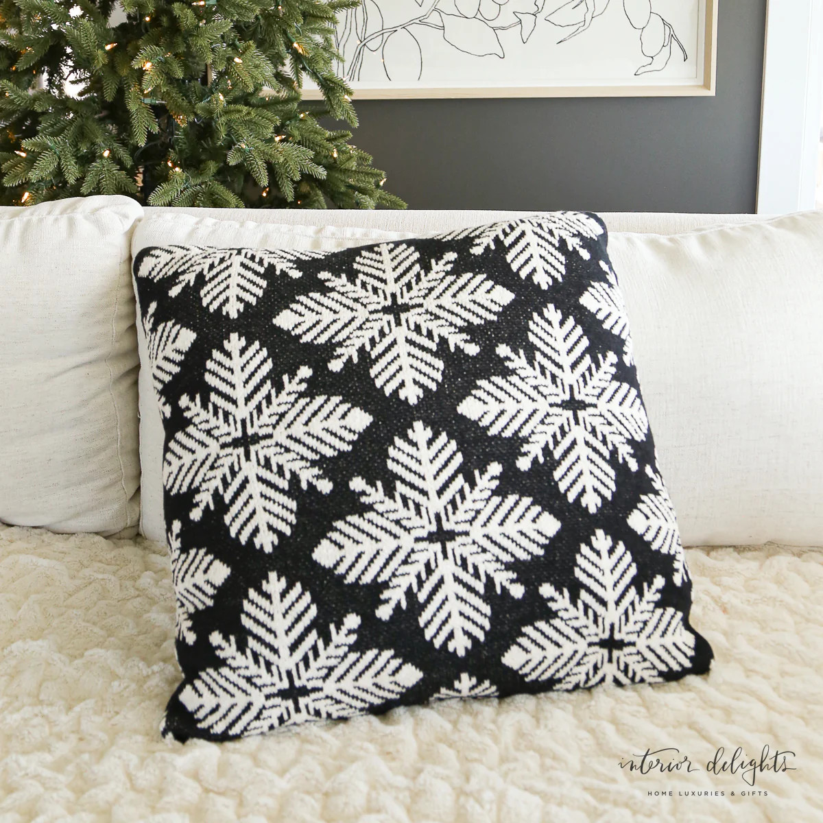 Black and White Snowflake Pillow * Final Sale* | Interior Delights