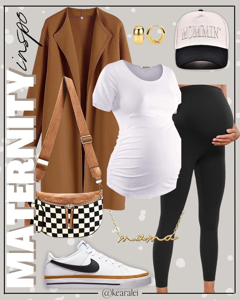 Fall maternity outfits pregnancy outfit idea black maternity leggings over the bump with white maternity shirt maternity top and tan rust camel brown open front long cardigan coatigan and women’s Nike court legacy sneakers white tan black sneakers tan baseball hat mommin color block hat trucker hat cap checkered cross body bum bag carryall tote purse gold mama necklace Amazon fall outfits affordable baby bump style || #maternity #outfits #outfit #cardigan #coatigan #amazon #pinkblush #motherhood #bump #pregnancy #pregnant
.
.
.
baby shower dress, Maternity Dresses, Maternity, over the bump, motherhood maternity, pinkblush, mama shirt sweatshirt pullover, hospital bag, nursery, maternity photos, baby moon, pregnancy, pregnant, maternity leggings, maternity tops, diaper bag, mama necklace, baby boy, baby girl outfits, newborn, mom, 

Amazon fashion, teacher outfits, business casual, casual outfits, neutrals, street style, Midi skirt, Maxi Dress, Swimsuit, Bikini, Travel, skinny Jeans, Puffer Jackets, Concert Outfits, Cocktail Dresses, Sweater dress, Sweaters, cardigans Fleece Pullovers, hoodies, button-downs, Oversized Sweatshirts, Jeans, High Waisted Leggings, dresses, joggers, fall Fashion, winter fashion, leather jacket, Sherpa jackets, Deals, shacket, Plaid Shirt Jackets, apple watch bands, lounge set, Date Night Outfits, Vacation outfits, Mom jeans, shorts, sunglasses, Disney outfits, Romper, jumpsuit, Airport outfits, biker shorts, Weekender bag, plus size fashion, Stanley cup tumbler, Target, Abercrombie and fitch, Amazon, Shein, Nordstrom, H&M, forever 21, forever21, Walmart, asos, Nordstrom rack, Nike, adidas, Vans, Quay, Tarte, Sephora, lululemon, free people, j crew jcrew factory, old navy


#LTKBump #LTKootd #LTKBaby