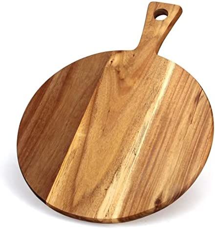 Acacia Wood Cutting Board with Handle Wooden Chopping Board Countertop Round Paddle Cutting Board... | Amazon (CA)