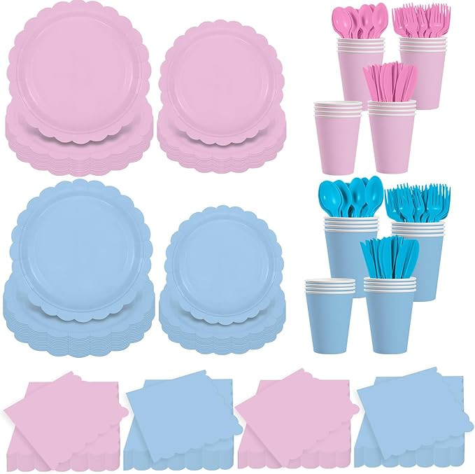 140 Pcs Baby Gender Reveal Plates and Napkins, 20 Guest Boy or Girl Gender Reveal Party Supplies ... | Amazon (US)