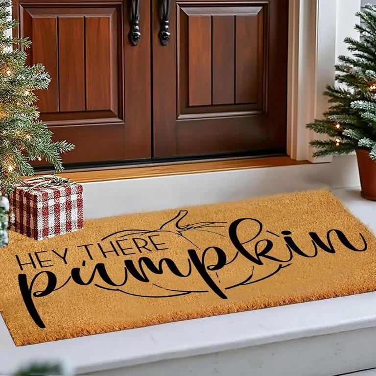 Fall Coco Coir Door Mat with Heavy Duty Backing, Large Hey There Pumpkin Doormat Outdoor Non-Slip... | Walmart (US)