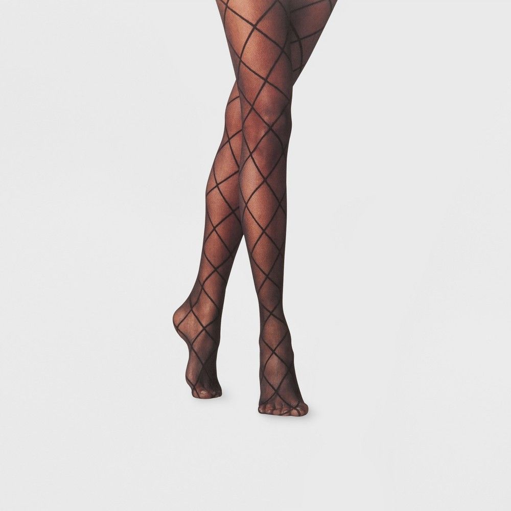 Women's Diamond Shift Sheer Tights - A New Day Black L/XL | Target