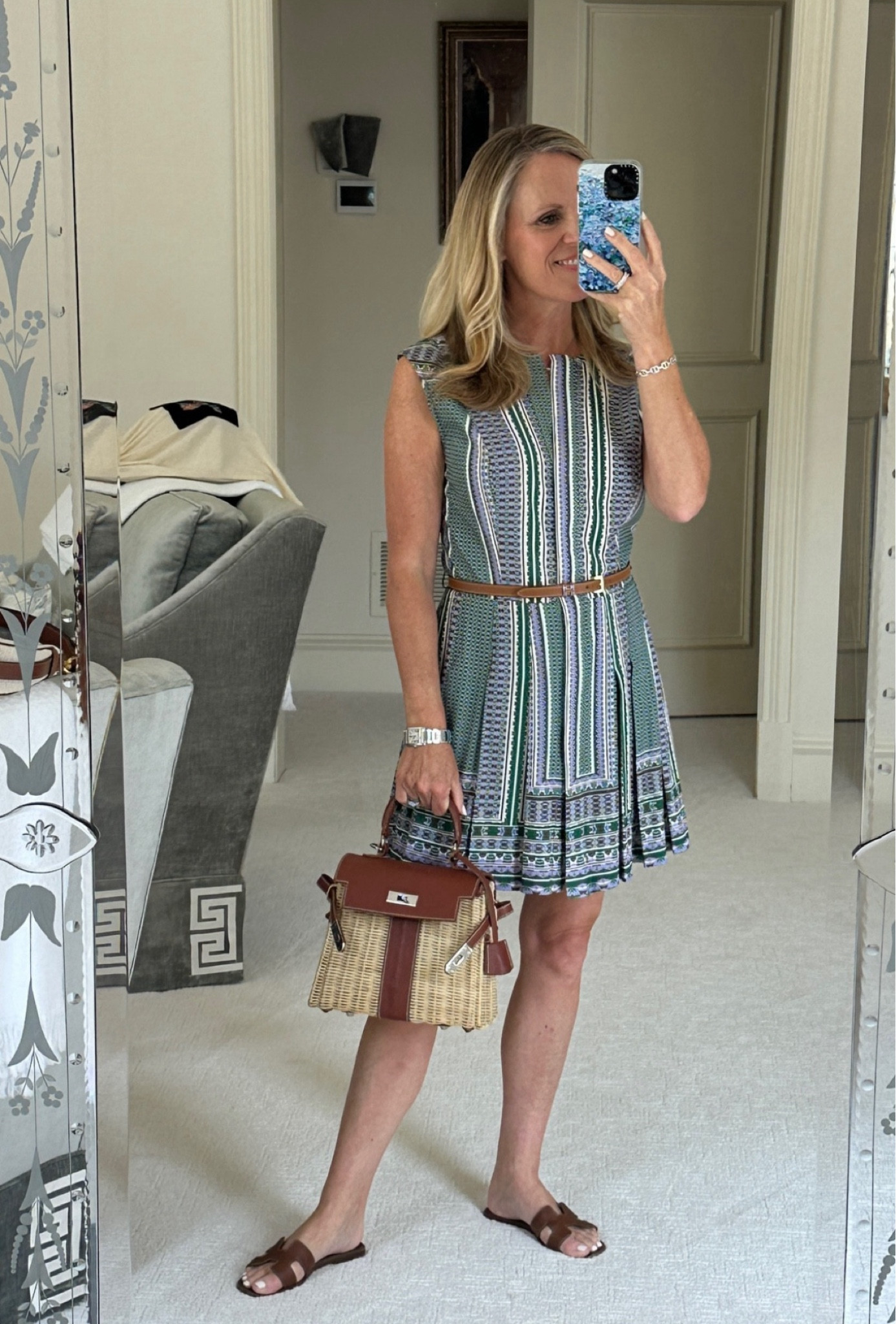 The perfect outfit for a super hot fall day! I love this green lavender and chocolate, brown geometric, print romper from Cartolina it fits true to size and I am 5‘2“ tall wearing a size XS

#LTKOver40 #LTKStyleTip #LTKSeasonal