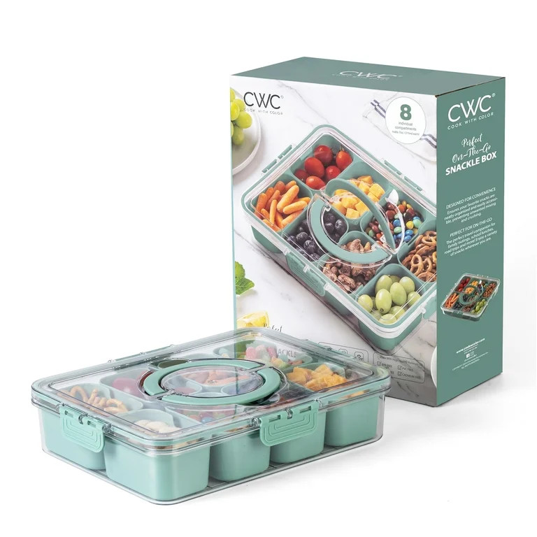 COOK WITH COLOR Snackle Box Container - 8 Compartment Divided Serving Tray with Lid, Portable Sna... | Walmart (US)