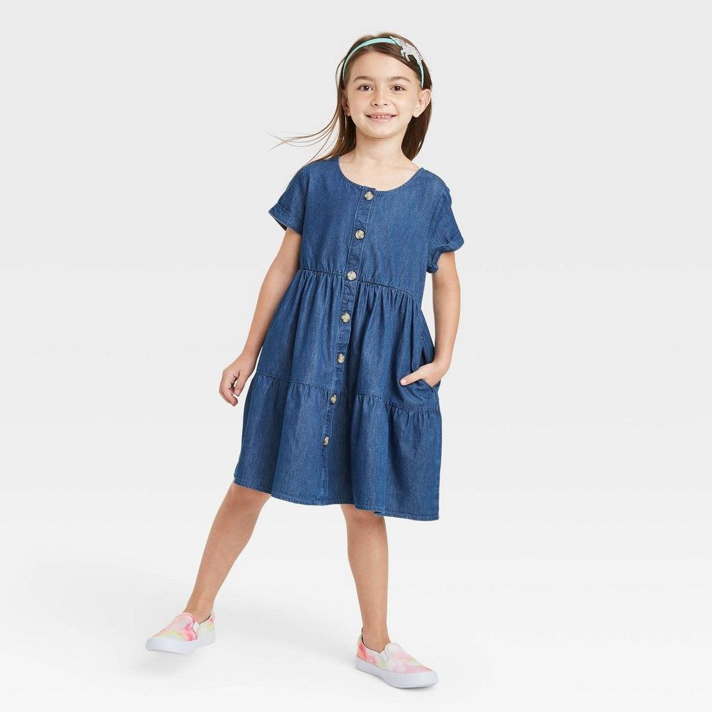 Girls' Button-Front Woven Dress - Cat & Jack™ | Target