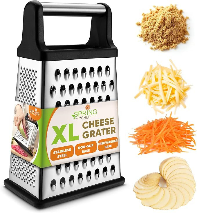 Spring Chef Professional Cheese Grater - Stainless Steel, XL Size, 4 Sides - Perfect Box Grater f... | Amazon (US)