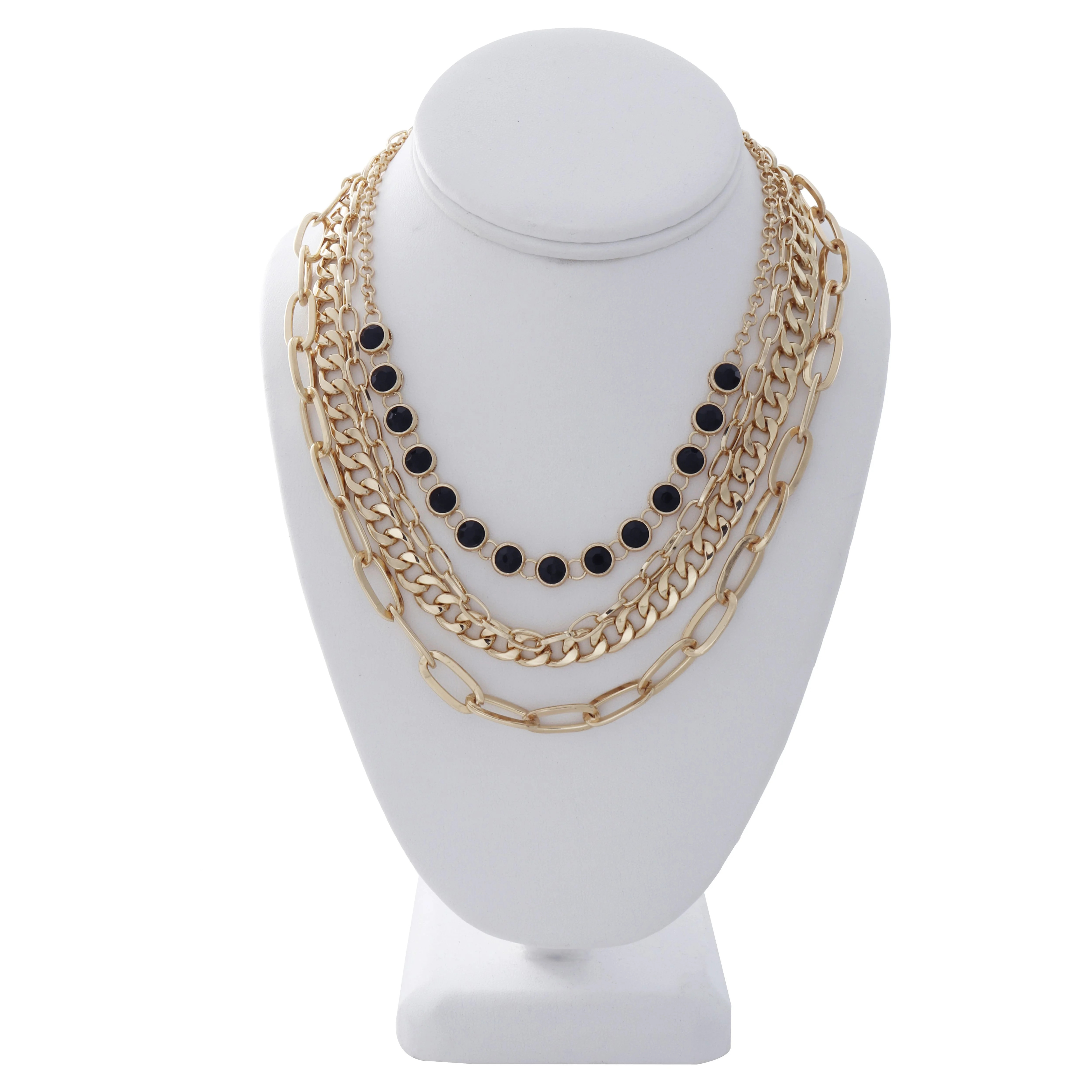 Time and Tru Glamorous Layered Necklace Set, Gold tone (4 Pieces) | Walmart (US)