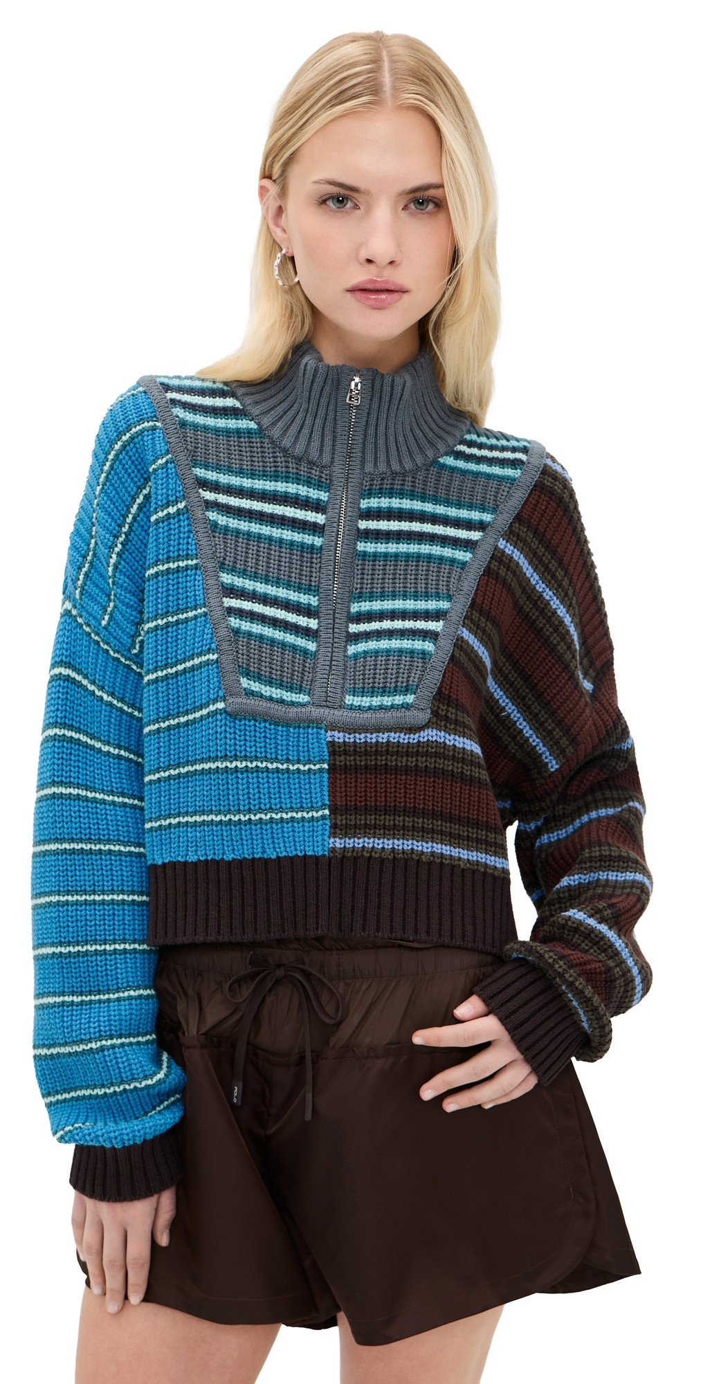 STAUD Cropped Hampton Sweater Zuma Stripe Multi L | Shopbop