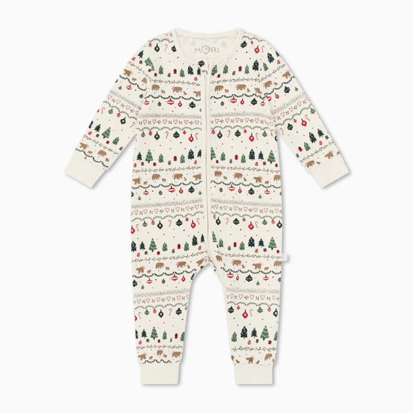 Festive Fair Isle Modal Clever Zip Sleepsuit | Baby Mori