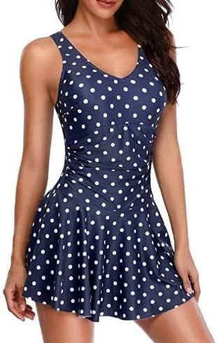 Yonique One Piece Swimsuits for Women Modest Tummy Control Swimdress Vintage Bathing Suits Skirt ... | Amazon (US)