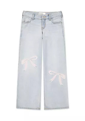 abercrombie kids Kids low rise baggy embroidered jeans, 5-6 | Belk