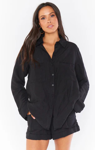 Marcella Shirt ~ Black Linen | Show Me Your Mumu
