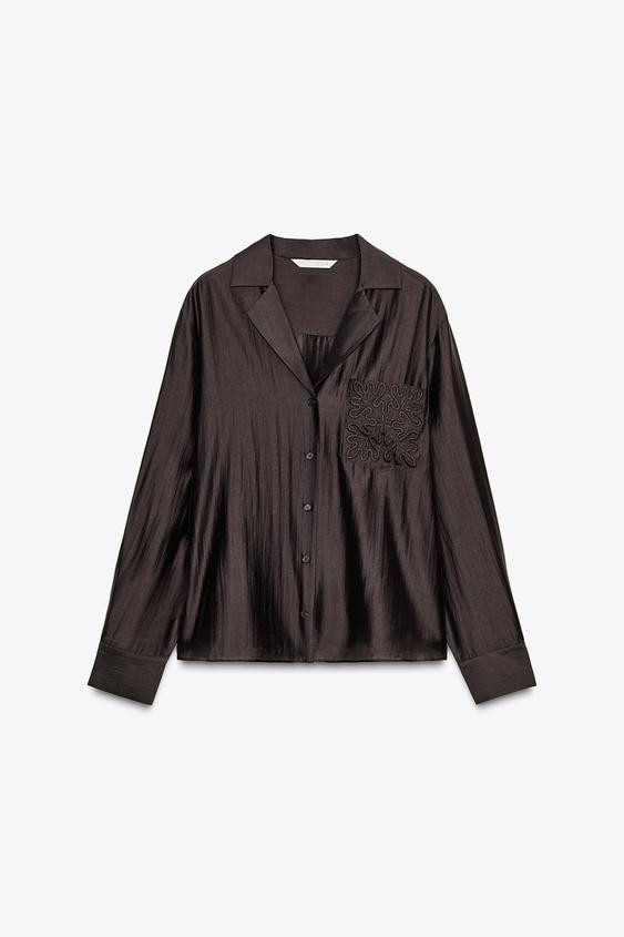 ZW COLLECTION EMBROIDERED POCKET SHIRT | Zara UK