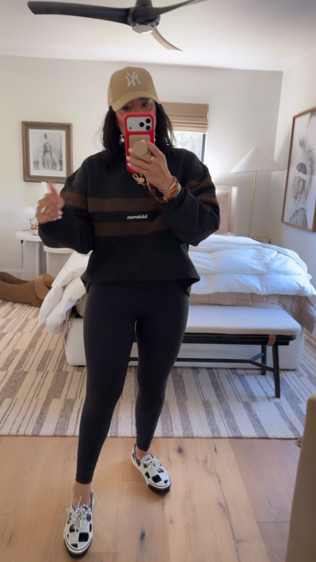 Sweatshirt size small (it runs large so size down unless you want it really oversized), leggings fit tts (I’m in a size 8), size down 1/2 size in the sneakers. 

#LTKOver40 #LTKootd