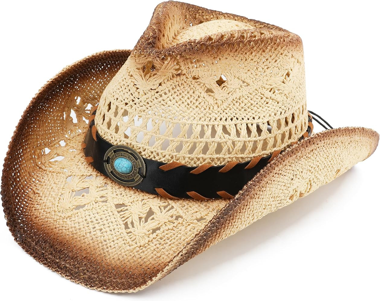 Men Women Cowgirl Straw Western Cowboy Hat | Amazon (US)