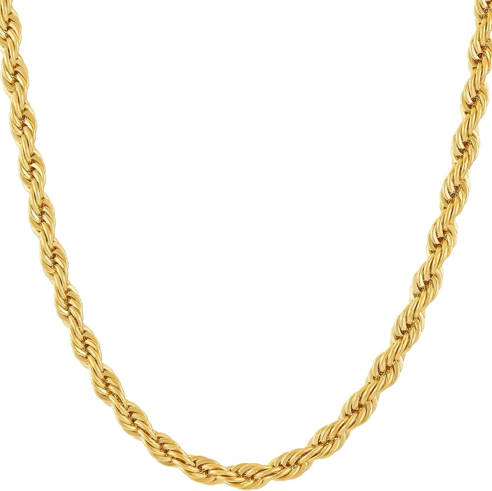 LIFETIME JEWELRY 5mm White Gold Chain for Men & Women 24k Real Gold Plated Diamond Cut Gold Rope ... | Amazon (US)