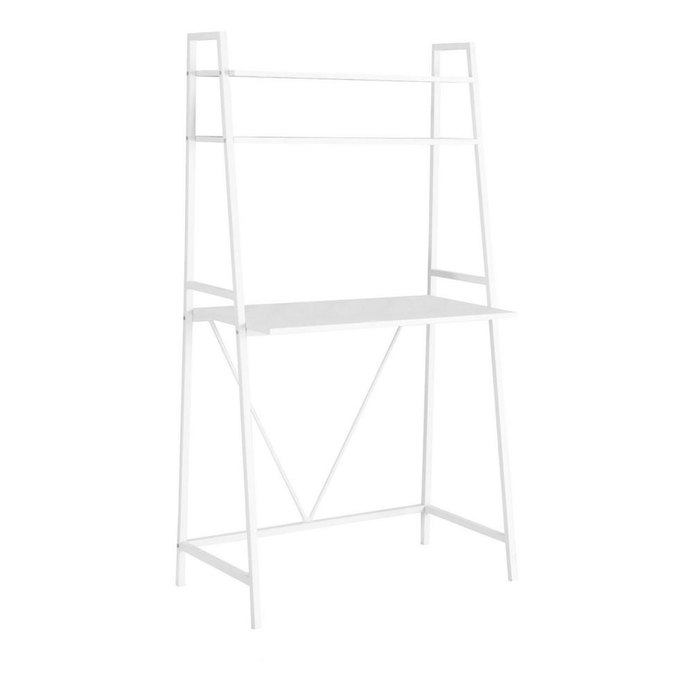 HomeRoots 32 in. Rectangular White Ladder Desk with Open Storage | The Home Depot