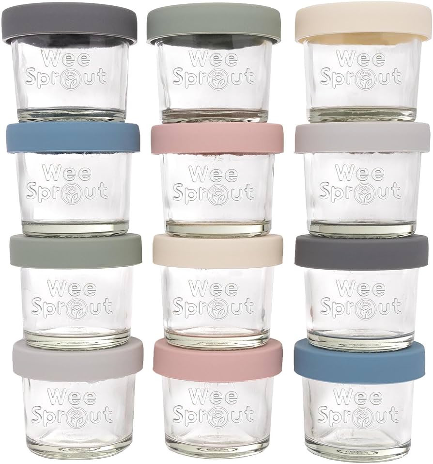 WeeSprout Glass Baby Food Storage Jars w/Lids (4 oz, 12 Pack Set) Snack, Puree, Reusable Small Co... | Amazon (US)
