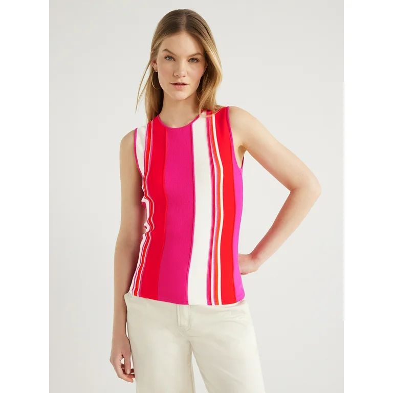 Scoop Women's Sleeveless Stripe Pullover Sweater, XS-XXL | Walmart (US)
