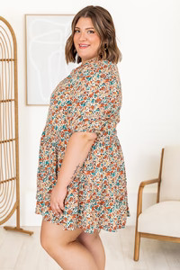 Electric Nights Rust Floral Babydoll Mini Dress | Pink Lily