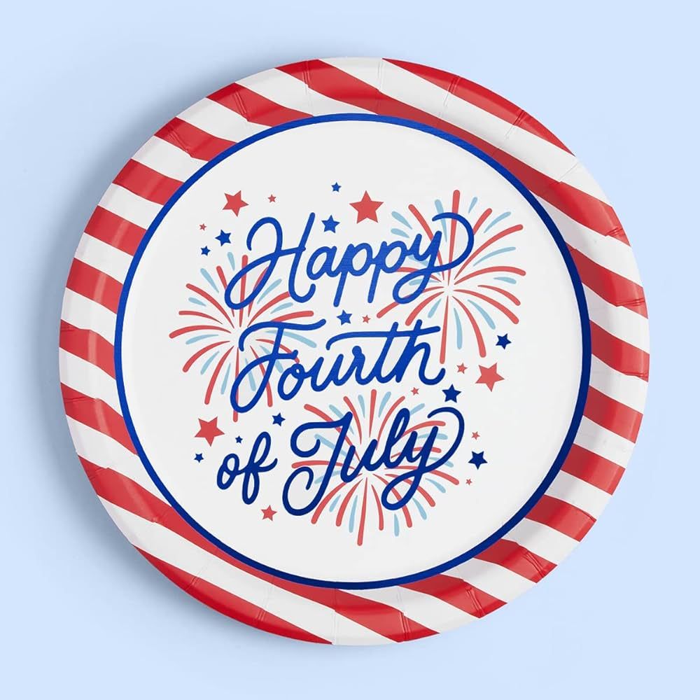 xo, Fetti Fourth of July Paper Plates - 25 pk, 9" | USA Party Favors, American Flag Party Supplie... | Amazon (US)