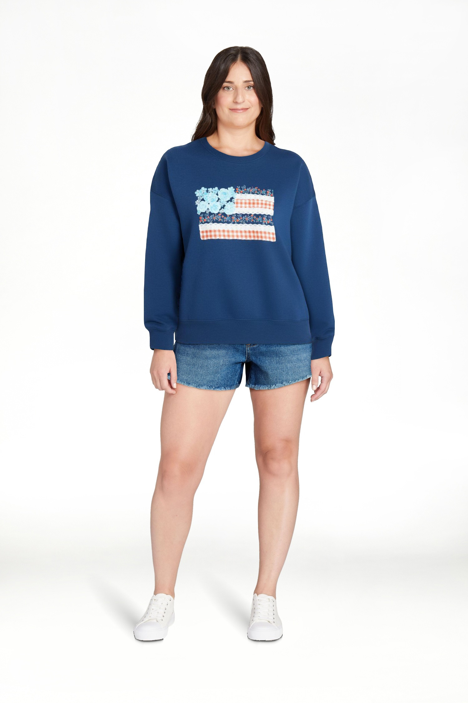 No Boundaries Boxy Americana Sweatshirt with Long Sleeves, Women's XXS-4X | Walmart (US)