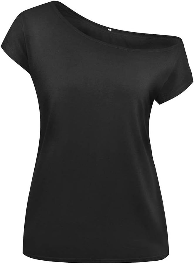 LilyCoco Women's 80s Off Shoulder Tops Short Sleeve Casual Loose Fit Blouse T-Shirt | Amazon (US)