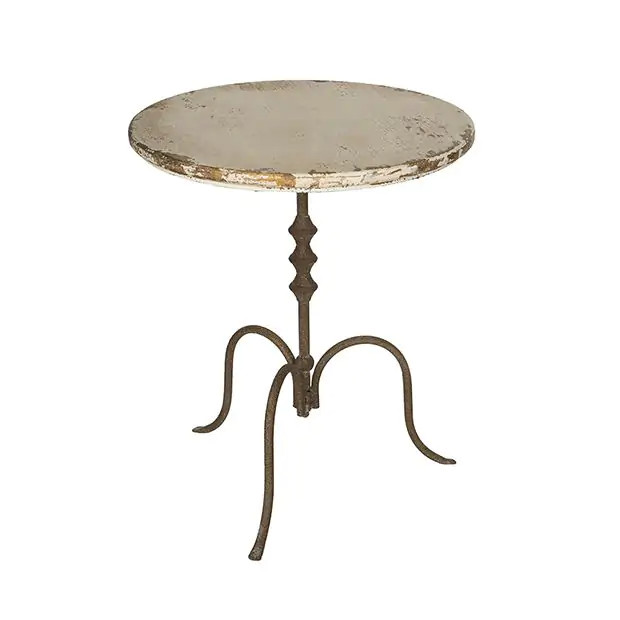 Tripod Base Distressed Round Accent Table | Antique Farm House