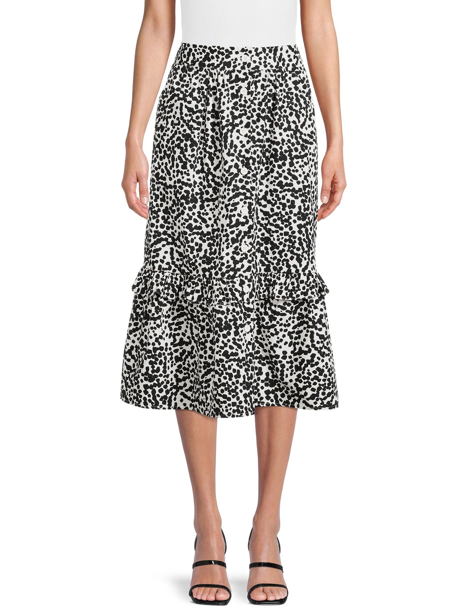 The Get Women's Ruffle Midi Skirt - Walmart.com | Walmart (US)