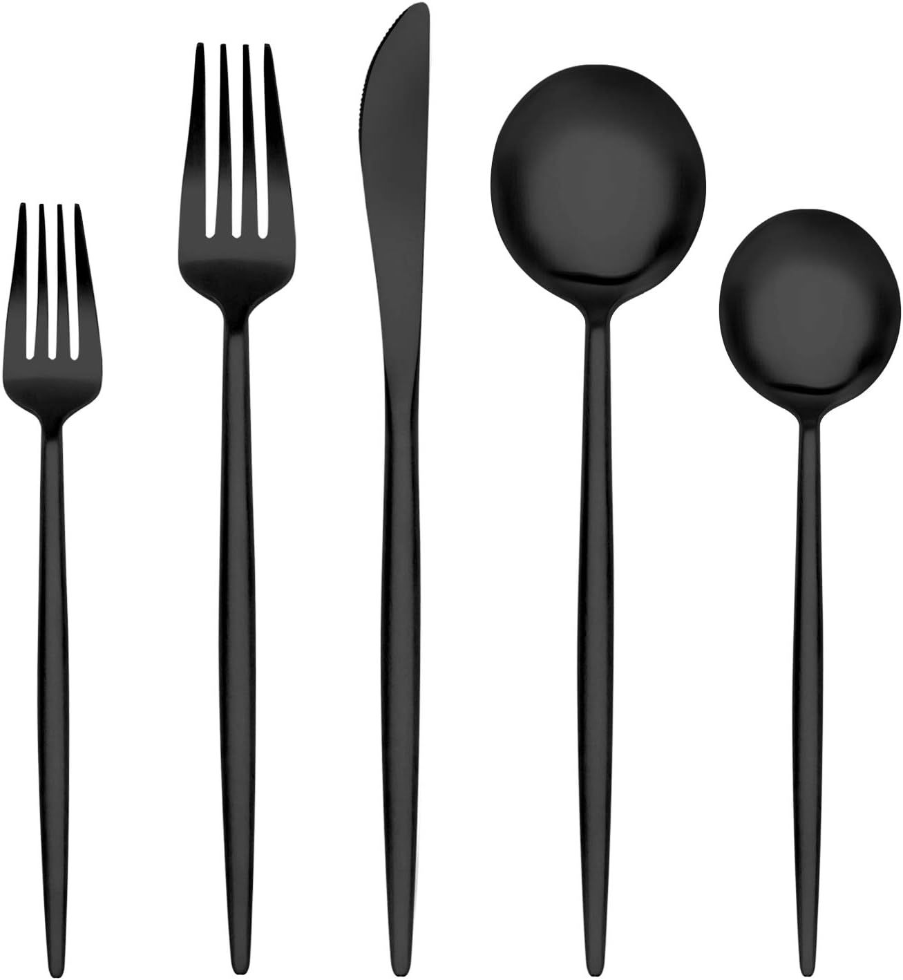 Matte Black Silverware Set,20 Piece Stainless Steel Flatware Set,Service for 4,BEGEEL Satin Finis... | Amazon (US)