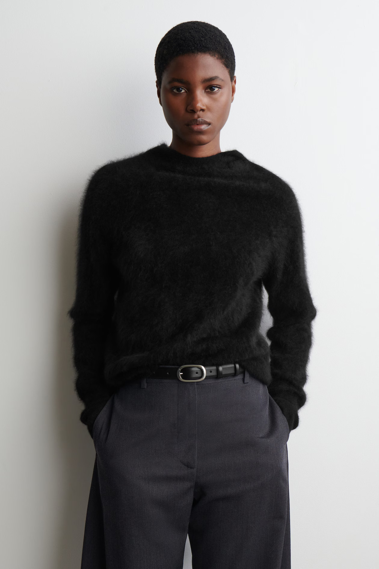 BRUSHED-CASHMERE HOODIE - BLACK | COS | COS UK