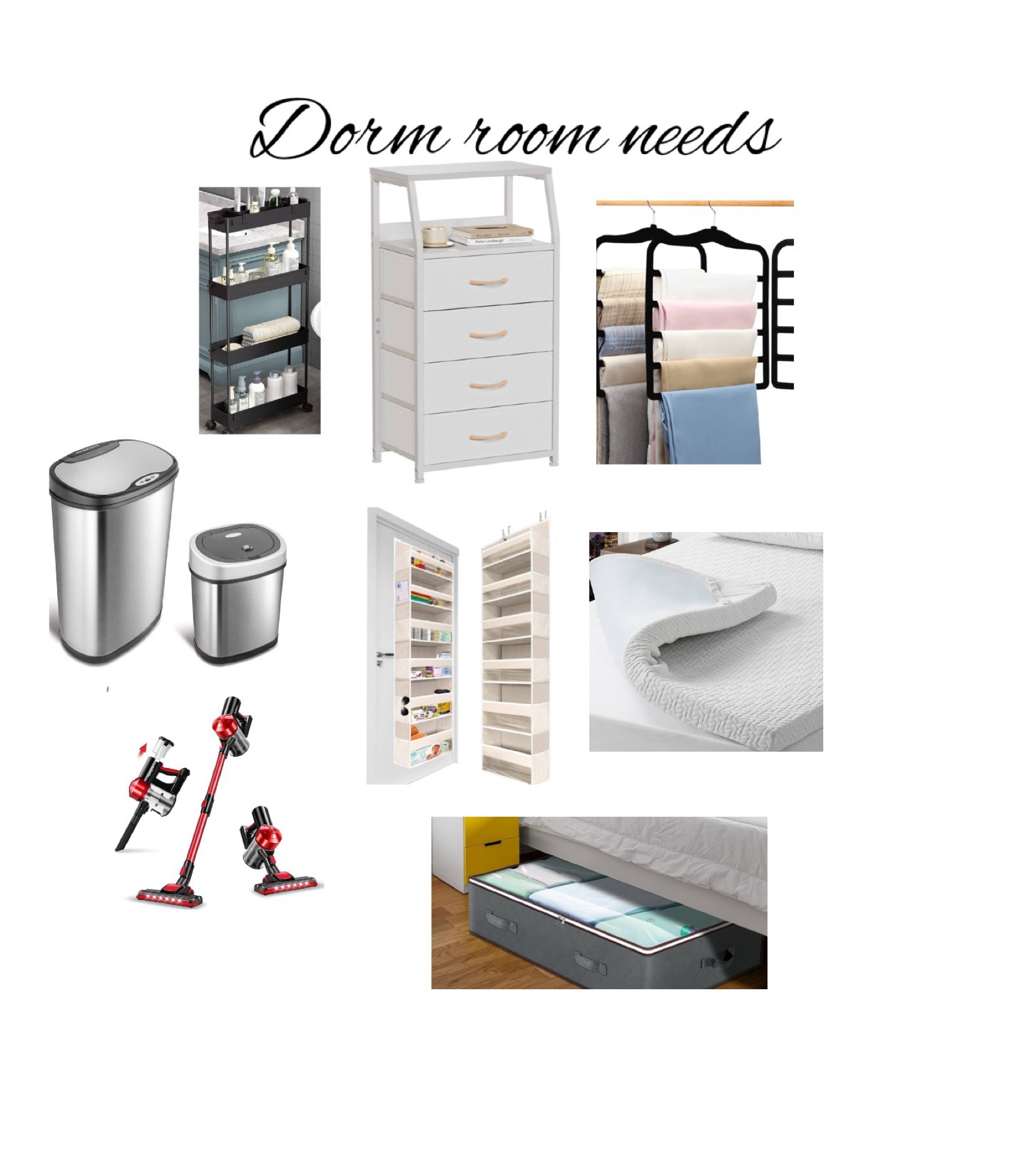 Dorm room must haves, college, storage, trash can, vacuum, cleaning, mattress topper, clothes storage, hangers , bathroom storage 

#LTKHome