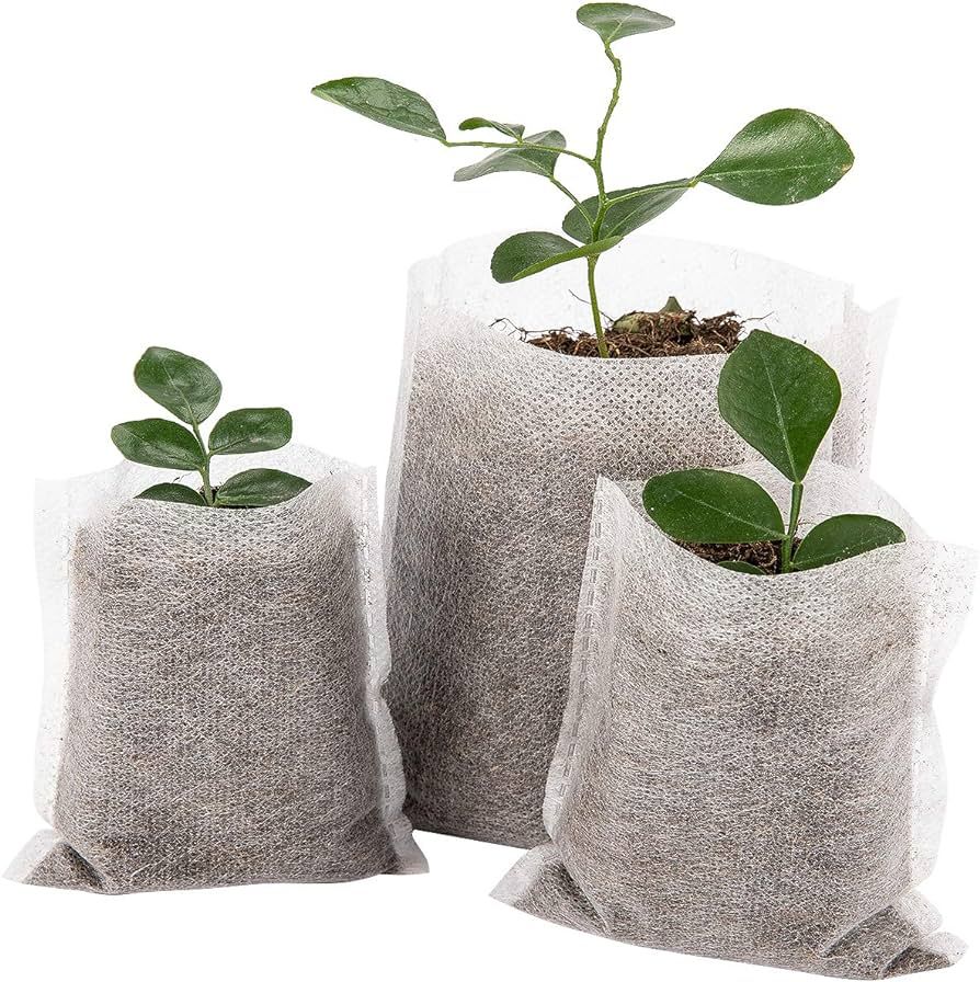 Cosweet 500 Pcs Biodegradable PLA Nursery Bags- 3 Sizes Fabric Seedling Plant Grow Bags, Germinat... | Amazon (US)